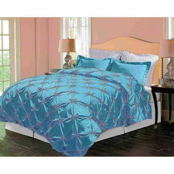 Hotel Grand Pintuck Down-Alternative Comforter Set, Teal, Twin 174704